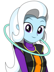 Size: 678x910 | Tagged: dead source, safe, artist:rosemile mulberry, trixie, equestria girls, g4, clothes, cute, diatrixes, dragon ball, dragon ball super, female, looking at you, simple background, smiling, solo, whis, white background
