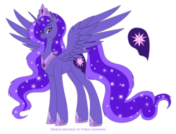 Size: 2834x2158 | Tagged: safe, artist:pyrus-leonidas, oc, oc only, oc:queen solaria, alicorn, pony, alicorn oc, crown, ethereal mane, female, high res, jewelry, mare, regalia, simple background, smiling, solo, spread wings, transparent background, wings