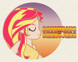 Size: 1024x819 | Tagged: safe, artist:shinzakura, sunset shimmer, seven days in sunny june, equestria girls, g4, eyes closed, fanfic, fanfic art, fanfic cover, human coloration