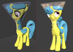 Size: 810x581 | Tagged: artist needed, safe, lemon hearts, pony, g4, 3d, 3d model, description is relevant, erlenmeyer flask, female, flask, flaskhead hearts, mare, scene interpretation