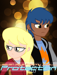 Size: 768x1024 | Tagged: safe, artist:shinzakura, blues, derpy hooves, noteworthy, human, seven days in sunny june, g4, dark skin, fanfic, fanfic art, fanfic cover, female, glasses, humanized, male