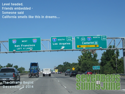 Size: 1280x960 | Tagged: safe, artist:shinzakura, pony, fanfic:seven days in sunny june, seven days in sunny june, canterlot, date, east bay, fanfic, fanfic art, highway, interstate 80, los angeles, photoshop, redding, road sign, san francisco, song reference