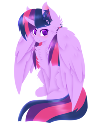 Size: 1024x1421 | Tagged: safe, artist:hoshiko-pegasus, artist:vanillaswirl6, twilight sparkle, alicorn, pony, g4, cheek fluff, chest fluff, collaboration, colored eyelashes, colored pupils, curved horn, cute, ear fluff, female, fluffy, horn, looking at you, mare, shoulder fluff, simple background, sitting, solo, transparent background, twiabetes, twilight sparkle (alicorn), wing fluff