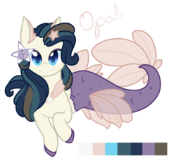 Size: 2009x1829 | Tagged: safe, artist:cloureed, oc, oc only, oc:opal, merpony, pony, reference sheet, simple background, solo