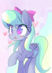 Size: 2349x3300 | Tagged: safe, artist:kawaiipony2, flitter, pegasus, pony, g4, bow, cute, female, flitterbetes, hair bow, heart, high res, mare, smiling, solo