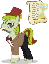 Size: 819x1076 | Tagged: safe, artist:mlp-trailgrazer, oc, oc only, oc:voice of reason, pony, clothes, doctor who, eleventh doctor, male, mouth hold, simple background, solo, sonic screwdriver, stallion, transparent background