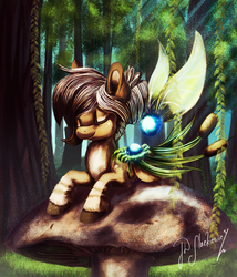 Size: 1025x1200 | Tagged: safe, artist:shivannie, oc, oc only, oc:plio, original species, eyes closed, mushroom, solo