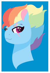 Size: 1024x1506 | Tagged: safe, artist:chaserofthelight99, rainbow dash, pony, g4, blue background, bust, female, older, portrait, scar, simple background, solo