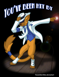 Size: 720x937 | Tagged: safe, artist:texasuberalles, capper dapperpaws, abyssinian, cat, anthro, digitigrade anthro, g4, my little pony: the movie, dancing, hat, lens flare, male, michael jackson, smooth criminal, solo, song reference, spats