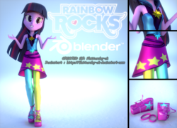 Size: 2661x1920 | Tagged: safe, artist:creatorofpony, artist:efk-san, twilight sparkle, equestria girls, g4, my little pony equestria girls: rainbow rocks, 3d, blender, female, poster, rainbow rocks outfit, solo