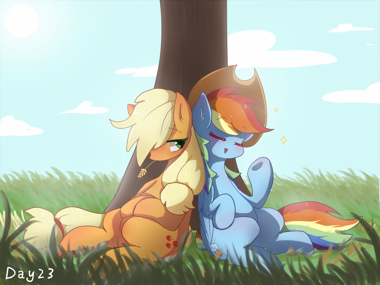 #1496135 - safe, artist:irenla, <b>applejack</b>, <b>rainbow</b> <b>dash</b>, earth <b>pony</b>, pegasu...