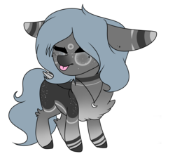 Size: 4500x4000 | Tagged: safe, artist:crazllana, oc, oc only, oc:hiyori, pegasus, pony, absurd resolution, chest fluff, chibi, eyes closed, female, floppy ears, mare, simple background, solo, tongue out, transparent background