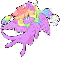 Size: 976x940 | Tagged: safe, artist:monogy, oc, oc only, oc:rainbow crystal, dracony, hybrid, pony, female, simple background, solo, transparent background
