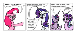 Size: 998x419 | Tagged: safe, artist:gingerfoxy, pinkie pie, rarity, starlight glimmer, twilight sparkle, alicorn, earth pony, pony, unicorn, pony comic generator, g4, angry, comic, dialogue, female, mare, yelling