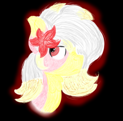 Size: 2289x2258 | Tagged: safe, artist:euspuche, oc, oc only, oc:carmen garcía, earth pony, pony, bust, female, flower, flower in hair, high res, looking back, portrait, simple background, solo, two toned mane