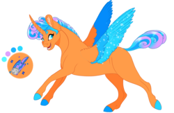 Size: 1300x850 | Tagged: safe, artist:bijutsuyoukai, oc, oc only, oc:comet storm, alicorn, pony, colored wings, male, multicolored wings, offspring, parent:princess flurry heart, parent:starstreak, parents:flurrystreak, simple background, solo, stallion, transparent background