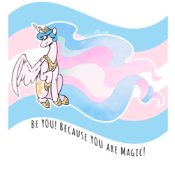 Size: 3000x3000 | Tagged: safe, artist:overlordneon, princess celestia, alicorn, pony, g4, female, high res, mare, positive ponies, pride, pride flag, pride month, simple background, smiling, solo, transgender, transgender pride flag, transparent background