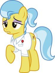 Size: 3001x4012 | Tagged: safe, artist:cloudy glow, doctor fauna, earth pony, pony, fluttershy leans in, g4, .ai available, clothes, female, high res, mare, raised hoof, simple background, solo, tired, transparent background, vector