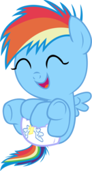 Size: 771x1425 | Tagged: artist needed, safe, rainbow dash, pony, g4, baby, baby dash, baby pony, cute, dashabetes, diaper, eyes closed, female, foal, rubbing, simple background, transparent background, vector, wonderbolts logo