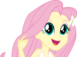 Size: 4023x3001 | Tagged: safe, artist:cloudy glow, fluttershy, equestria girls, g4, my little pony equestria girls: rainbow rocks, .ai available, clothes, excited, female, high res, open mouth, simple background, solo, tank top, transparent background, vector