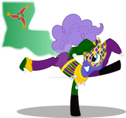 Size: 1024x963 | Tagged: safe, artist:mlp-trailgrazer, oc, oc only, oc:mardi gras, pony, jester, louisiana, male, simple background, solo, stallion, transparent background, watermark