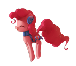 Size: 1600x1400 | Tagged: safe, artist:freeedon, pinkie pie, pony, g4, clothes, earmuffs, eyes closed, female, happy, pronking, scarf, simple background, solo, sticker, transparent background