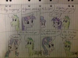 Size: 2592x1936 | Tagged: safe, artist:didgereethebrony, starlight glimmer, twilight sparkle, oc, oc:didgeree, pony, g4, lined paper, traditional art