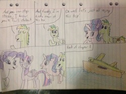 Size: 2592x1936 | Tagged: safe, artist:didgereethebrony, rarity, starlight glimmer, twilight sparkle, oc, oc:didgeree, pony, g4, lined paper, ship, traditional art