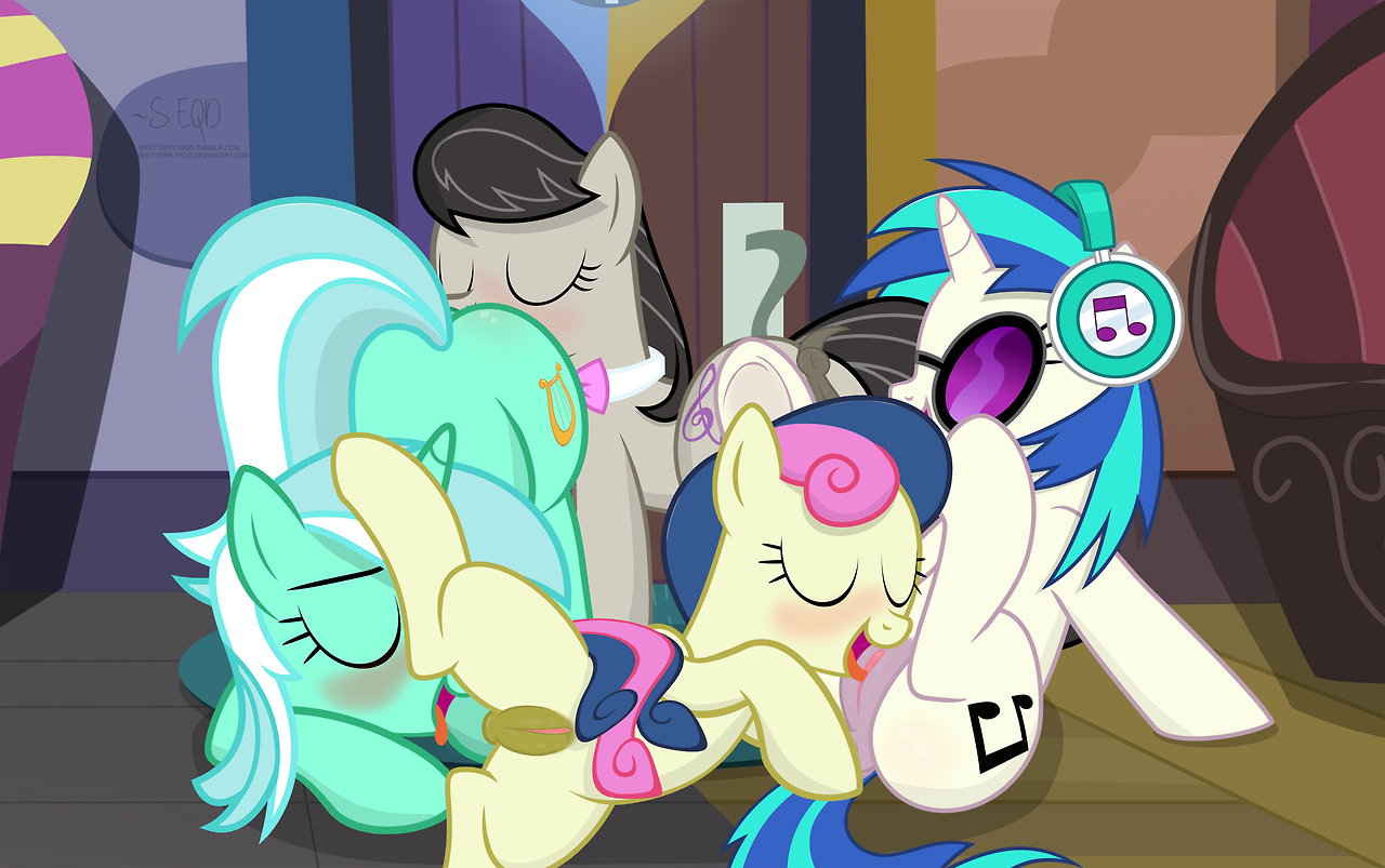 ...bon bon, dj pon-3, lyra heartstrings, octavia melody, sweetie drops, vin...