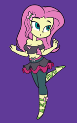 Size: 2500x4000 | Tagged: safe, artist:khuzang, fluttershy, dance magic, equestria girls, equestria girls specials, g4, breasts, cleavage, clothes, cute, female, high res, midriff, off shoulder, raised leg, shyabetes, skirt, solo, tutu