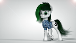 Size: 2560x1440 | Tagged: safe, artist:thelunagames, oc, oc only, oc:nikitka miami, earth pony, pony, 3d, clothes, female, mare, shirt, simple background, solo, white background