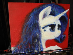 Size: 3648x2736 | Tagged: safe, artist:plotcore, rarity, pony, g4, bust, female, high res, mare, messy mane, painting, portrait, solo, traditional art