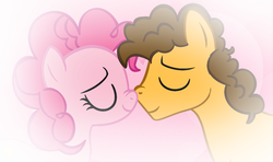 Size: 1532x904 | Tagged: safe, artist:alphys1547, cheese sandwich, pinkie pie, pony, g4, base used, boop, female, male, noseboop, nuzzling, ship:cheesepie, shipping, straight