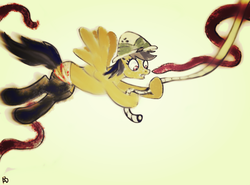 Size: 1440x1066 | Tagged: safe, artist:rupony, daring do, pegasus, pony, g4, bandage, blood, clothes, female, rope, solo, tentacles