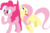 Size: 3571x2371 | Tagged: safe, artist:porygon2z, fluttershy, pinkie pie, pony, dragonshy, g4, cartoon physics, high res, simple background, tongue out, transparent background, vector