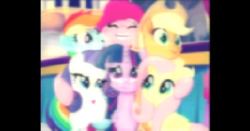 Size: 375x196 | Tagged: safe, edit, screencap, applejack, fluttershy, pinkie pie, rainbow dash, rarity, twilight sparkle, alicorn, pony, g4, my little pony: the movie, blurry, hug, lowres, mane six, twilight sparkle (alicorn), vintage