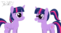 Size: 2453x1316 | Tagged: safe, artist:trackheadtherobopony, sci-twi, twilight sparkle, alicorn, pony, unicorn, equestria girls, g4, equestria girls ponified, ponified, signature, twilight sparkle (alicorn), unicorn sci-twi