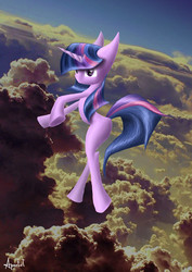 Size: 2952x4169 | Tagged: safe, artist:ap0st0l, twilight sparkle, pony, unicorn, g4, female, paint tool sai, sky, solo