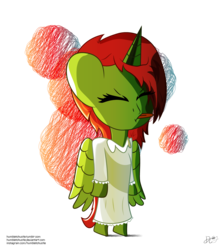 Size: 1250x1400 | Tagged: safe, artist:humbletohustle, oc, oc only, oc:greenery devanshi, alicorn, anthro, alicorn oc, angry, eyes closed, female, kid, silly, simple background, solo, tongue out, transparent background, vector