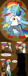 Size: 2538x6758 | Tagged: safe, artist:7thdementia, rainbow dash, scootaloo, pegasus, pony, ask factory scootaloo, fanfic:rainbow factory, g4, clothes, comic, factory scootaloo, rainbow factory dash, serious rainbow, silhouette