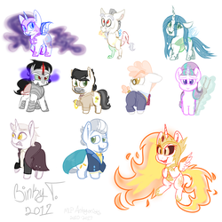 Size: 5000x5000 | Tagged: safe, artist:binkyt11, derpibooru exclusive, daybreaker, discord, doctor caballeron, gladmane, king sombra, nightmare moon, queen chrysalis, starlight glimmer, svengallop, zesty gourmand, alicorn, changeling, draconequus, earth pony, pony, unicorn, a royal problem, g4, absurd resolution, antagonist, chibi, female, firealpaca, male, mare, missing accessory, rings of scorchero, s5 starlight, simple background, sketch, staff, staff of sameness, stallion, white background