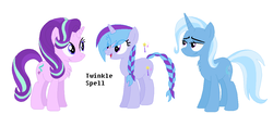 Size: 1123x471 | Tagged: safe, artist:goldengallows, starlight glimmer, trixie, oc, pony, g4, family, female, lesbian, magical lesbian spawn, offspring, parent:starlight glimmer, parent:trixie, parents:startrix, ship:startrix, shipping