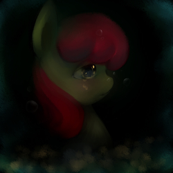 Size: 800x800 | Tagged: safe, artist:pipomanager-mimmi, apple bloom, pony, g4, bust, crying, female, portrait, solo