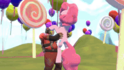 Size: 480x270 | Tagged: safe, artist:galacta- x, pinkie pie, pony, g4, 3d, animated, crossover, dancing, gangnam style, gif, pyro (tf2), source filmmaker, team fortress 2, wat