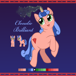 Size: 1200x1200 | Tagged: safe, artist:soobel, oc, oc only, oc:cloudie brilliant, pony, unicorn, blue mane, chubby, fat, female, mare, pink, plump, rubine cutie mark, thick