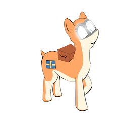 Size: 3840x3500 | Tagged: safe, artist:meme mare, oc, oc only, oc:kiva, pony, robot, robot pony, amazon.com, female, glowing eyes, high res, mare, raised hoof, simple background, smiling, solo, white background