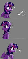 Size: 1000x2088 | Tagged: safe, artist:luxaestas, twilight sparkle, alicorn, pony, g4, comic, confused, female, mare, senpai, solo, twilight sparkle (alicorn)