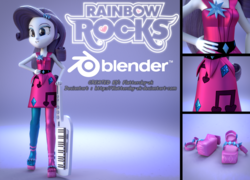 Size: 2667x1920 | Tagged: safe, artist:efk-san, rarity, equestria girls, g4, my little pony equestria girls: rainbow rocks, 3d, blender, clothes, dress, female, keytar, musical instrument, rainbow rocks outfit, solo