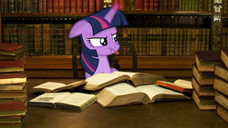 Size: 1366x768 | Tagged: safe, artist:aethon056, artist:pablomen13, twilight sparkle, alicorn, pony, g4, book, bookshelf, female, folded wings, irl, library, magic, mare, photo, ponies in real life, raspberry noise, solo, tongue out, twilight sparkle (alicorn), vector