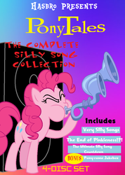 Size: 763x1072 | Tagged: artist needed, safe, edit, pinkie pie, earth pony, pony, series:pony tales, g4, dvd cover, flugelhorn, silly songs, silly songs with pinkie, speaker, veggietales
